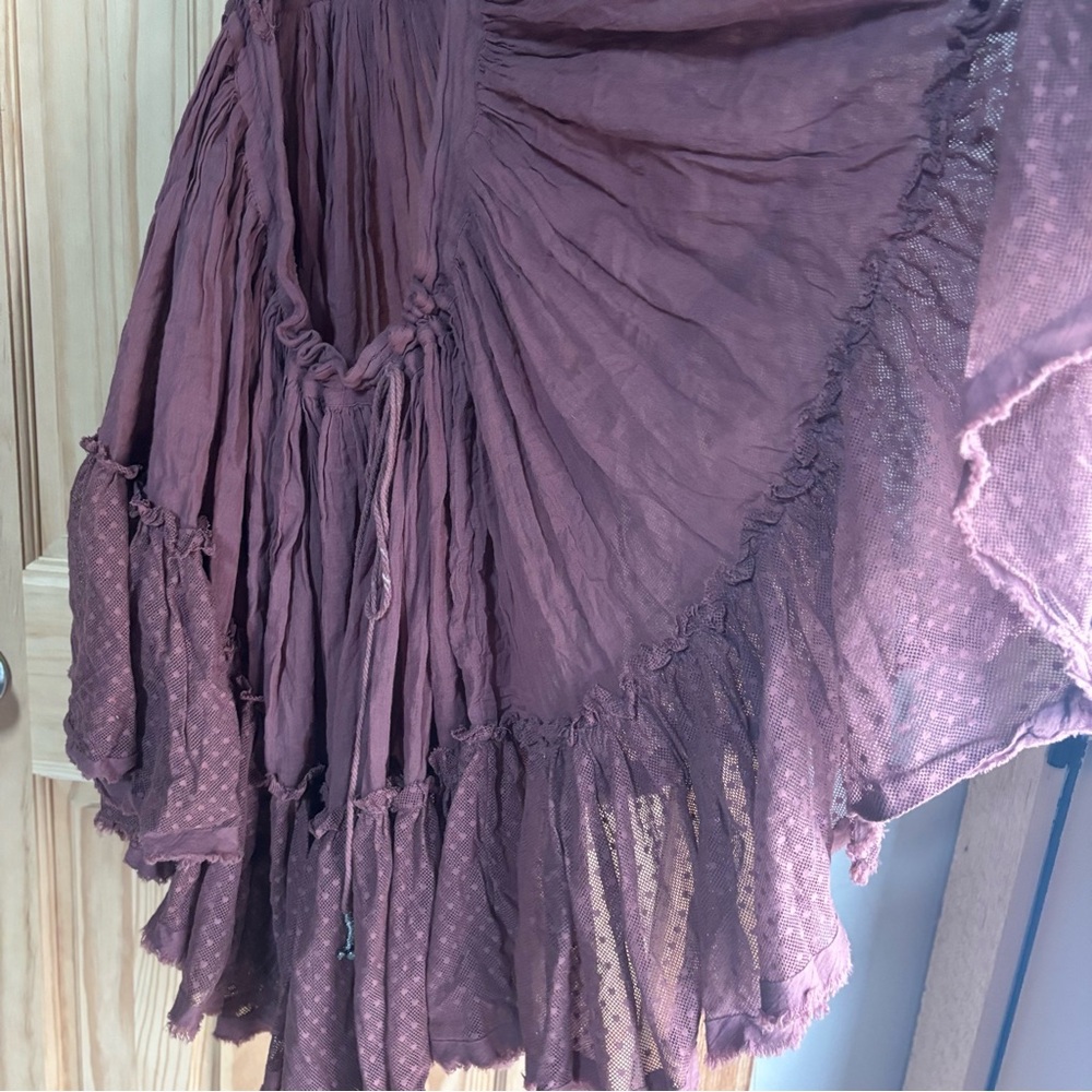 Rare HTF Free People | 100 Degree Flowy Layered Mini Dress in Mauve Sz L - Picture 13 of 17